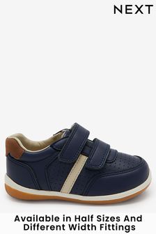 Navy Wide Fit (G) Leather First Walker Shoes (271834) | £30