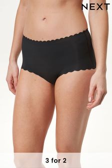 Black Midi No VPL Scallop Edge Knickers (272148) | £9