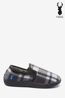Grey Check Closed Back Slippers (272538) | £20