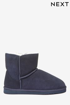 Navy Suede Slipper Boots (274533) | £32