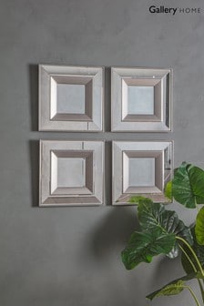 Gallery Home Set of 4 Glass Madrid Square Bevelled Mirrors