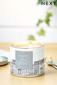 White New Home Candle Tin