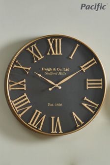 Pacific Gold Antique Bronze Gold Metal Round Wall Clock