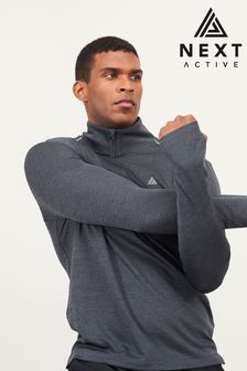 Charcoal Grey Long Sleeve Zip Neck Atelier-lumieresShops Active Gym Tops And T-Shirts Set (280061) | £25