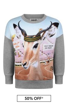 Molo Girls Grey Antelope Organic Cotton Sweater