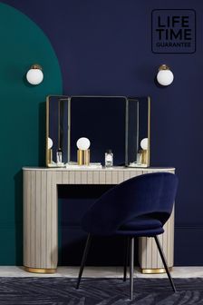 Brass Effect Tri-Fold Dressing Table Mirror