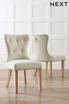 Set of 2 Soft Texture Light Natural Blair Natural Leg Dining Chairs