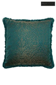 Riva Paoletti Teal Blue Coco Jacquard Polyester Filled Cushion