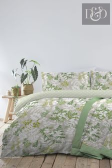 D&D Green Delamere Floral Duvet Cover and Pillowcase Set