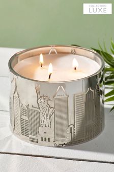 Silver Collection Luxe New York Scene Jasmine Orange Blossom 3 Wick Scented Candle