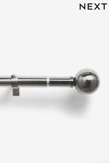 Pewter Grey Ball Finial Extendable Curtain Pole Kit 35mm