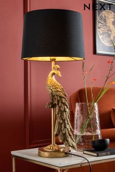 Black/Gold Peacock Table Lamp (285947) | £80