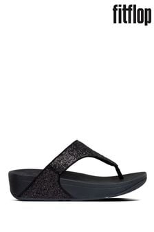 FitFlop Black Lulu Glitter Toe Post Sandals