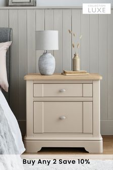 Stone Hampton Country Collection Luxe Painted Oak 2 Drawer Wide Bedside Table (286301) | £375