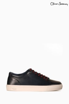 Oliver Sweeney Navy Blue Hayle Hand Antiqued Cupsole Trainers