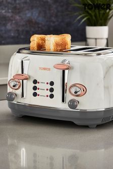 Tower White 4 Slot Marble Toaster (287013) | £60