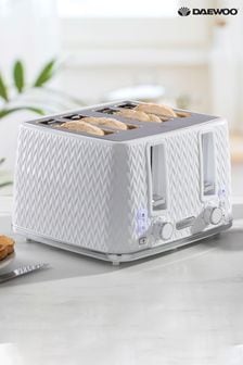 DAEWOO White Argyle 4 Slot Toaster