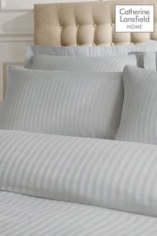 Set of 2 Catherine Lansfield Grey Satin Stripe Pillowcases