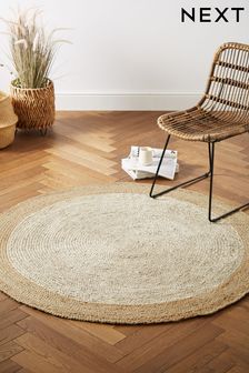 Natural Blonde Jute Circle Rug (290051) | £45 - £100