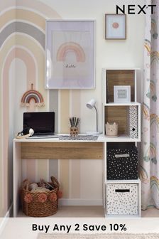 Parker White and Wood Effect Desk with Shelves