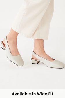 Forever Comfort® Leather Slingback Block Heel Shoes