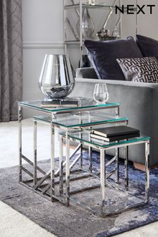 Cailin Glass Nest of 3 Side Tables