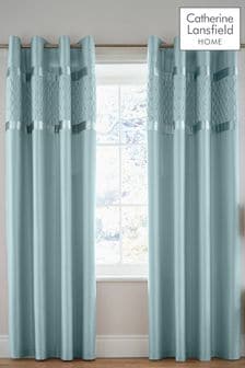 Catherine Lansfield Blue Sequin Cluster Eyelet Curtains