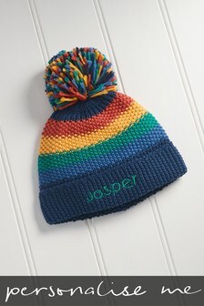 Personalised Rainbow Pom Hat