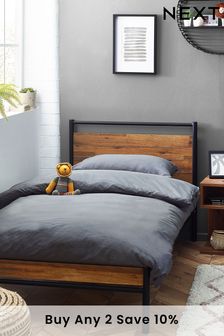 Oak Effect and Metal Bronx Kids Wooden Bed Frame (292657) | £299 - £350