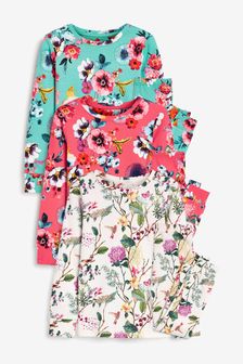 3 Pack Floral Soft Touch Cotton Snuggle Pyjamas (9mths-16yrs) (293255) | £29 - £40