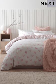 Pink Heart Duvet Cover and Pillowcase Set