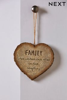 Brown Heart Shaped Family Slogan Hanging Decoration (295369) | £6