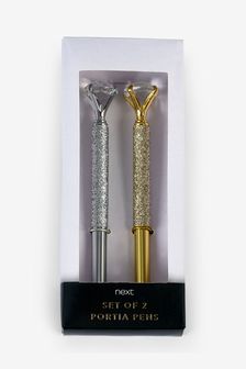 Set of 2 Silver Portia Crown Pens