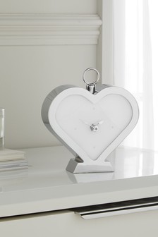 Silver Silver Heart Mantel Clock