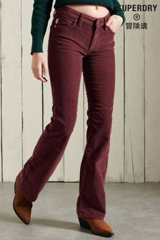 Superdry Brown Mid Rise Slim Cord Flare Jeans