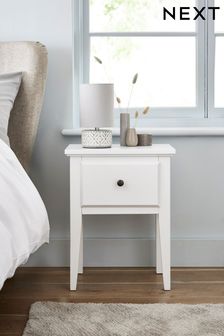 White Ashington Painted 1 Drawer Bedside Table
