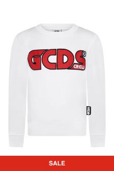 GCDS Mini Kids White Cotton Sweatshirt