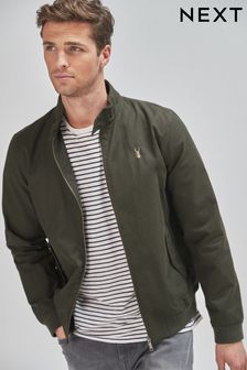 Khaki Green Shower Resistant Check Lining Harrington Jacket (298410) | £58