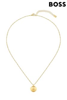 BOSS Medallion Gold IP Pendant Necklace