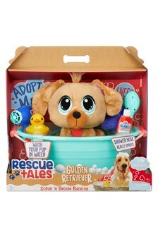 Rescue Tales Scrub 'n Groom Bathtub- Golden Retriever Toy