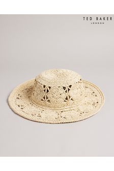 Ted Baker Haris White Raffia Floral Straw Hat