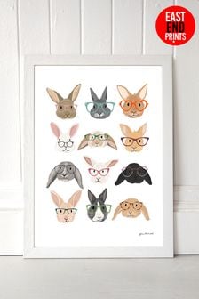 White Rabbits In Glasses by Hanna Melin Framed Print
