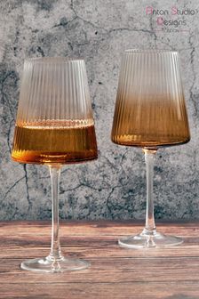 The DRH Collection Set of 2 Orange Empire Wine Glasses