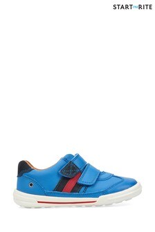 Start-Rite Seesaw Blue Leather Riptape Trainer Shoes