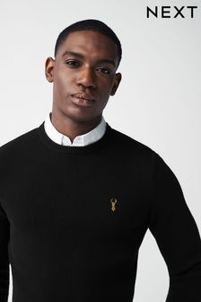 Black Crew Neck Mock Shirt Jumper (305628) | £38