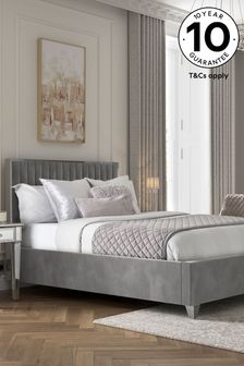 Opulent Velvet Steel Grey Portia Upholstered Bed Frame
