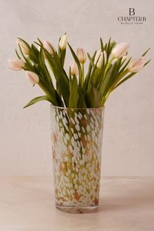 Chapter B White/Gold Tapered Confetti Glass Vase