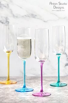 The DRH Collection Set of 4 Blue Gala Champagne Flutes