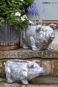 Gallery Home White Small Pig Planter