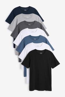 Blue /Black/Grey/White/Charcoal/Navy 7 Pack Slim Fit T-Shirts 7 Pack (316001) | £49
